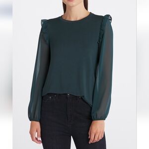 Les Serein Burgas Ruffle Detail Knit Top